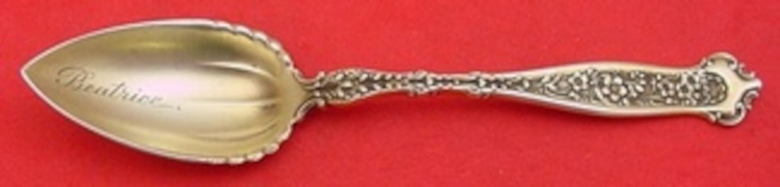Whiting Dresden Sterling Silver Grapefruit Spoon Vermeil Beatrice 5 1/4" (1 of 2)