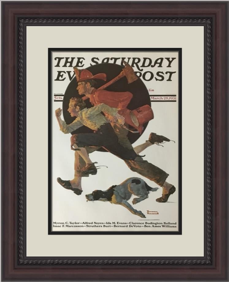 Norman Rockwell Off To The Fire Custom Framed Print 22 x 17 (1 of 2)