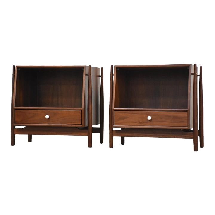 Mid-Century Modern Kipp Stewart Walnut Nightstands - Pair (1 of 9)