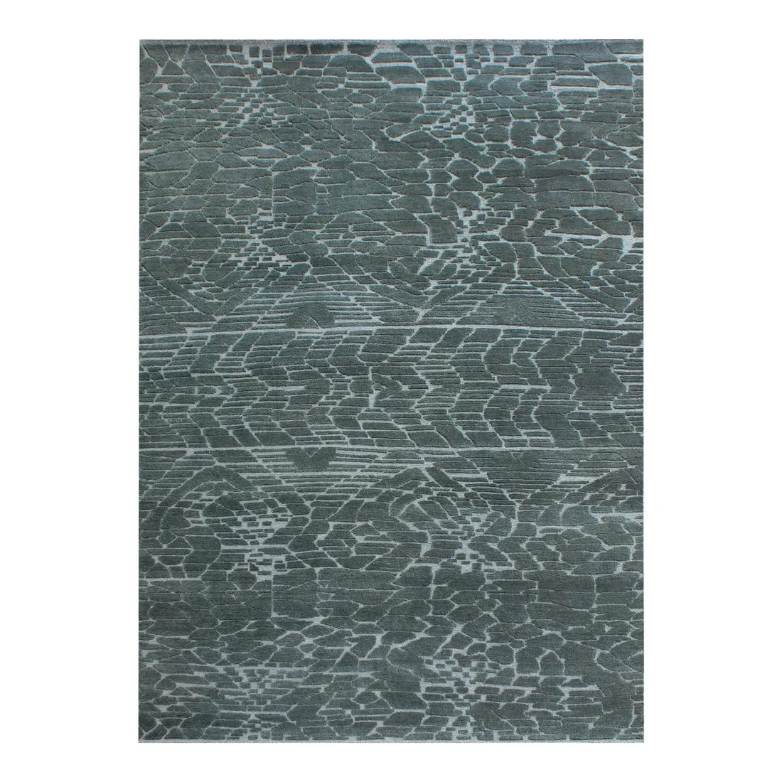 Handmade 10x14 Green Moroccan Style Wool Rug: Handmade 10x14 Green Moroccan Style Wool Rug Enhance your living space with this stunning handmade wool rug that showcases a vibrant green field adorned with an abstract design inspired by modern Moro