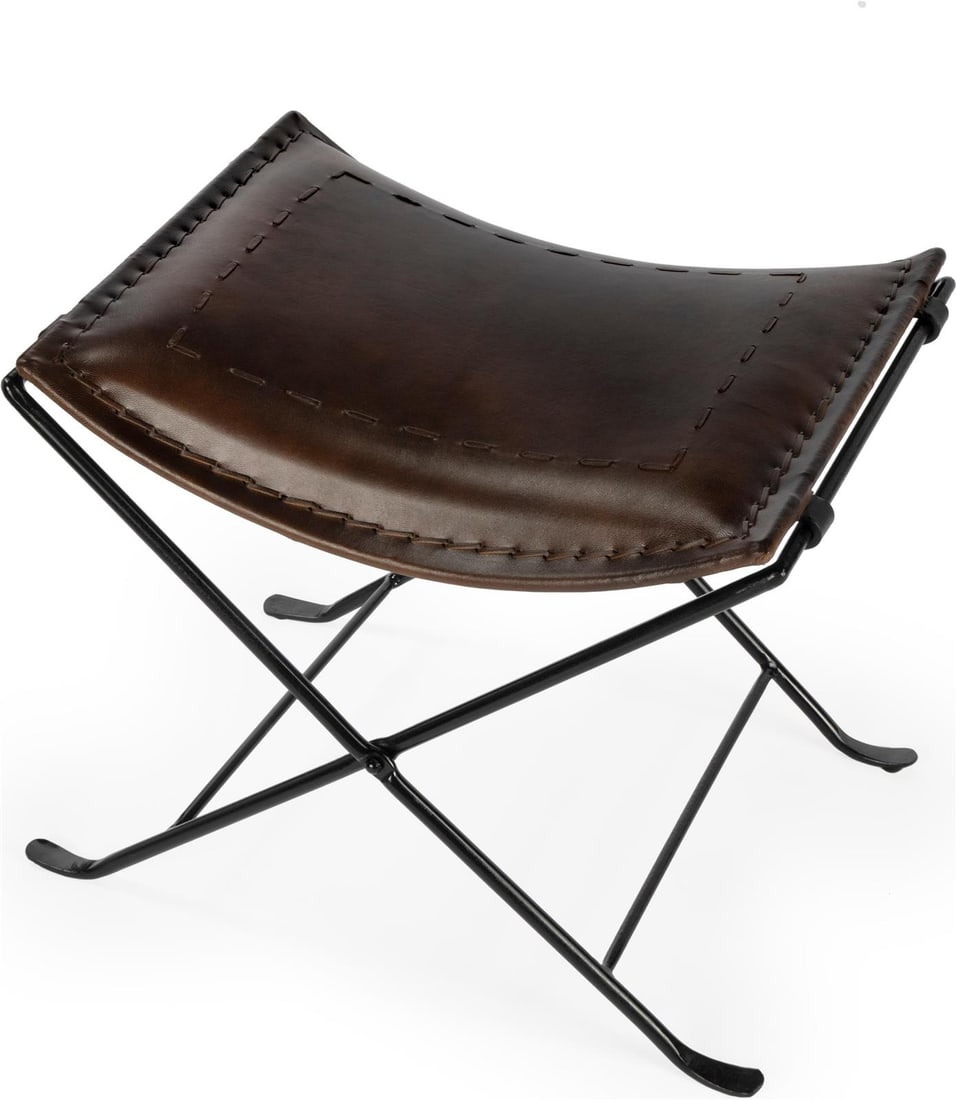 Butler Melton Genuine Leather Stool with Iron Frame (1 of 7)