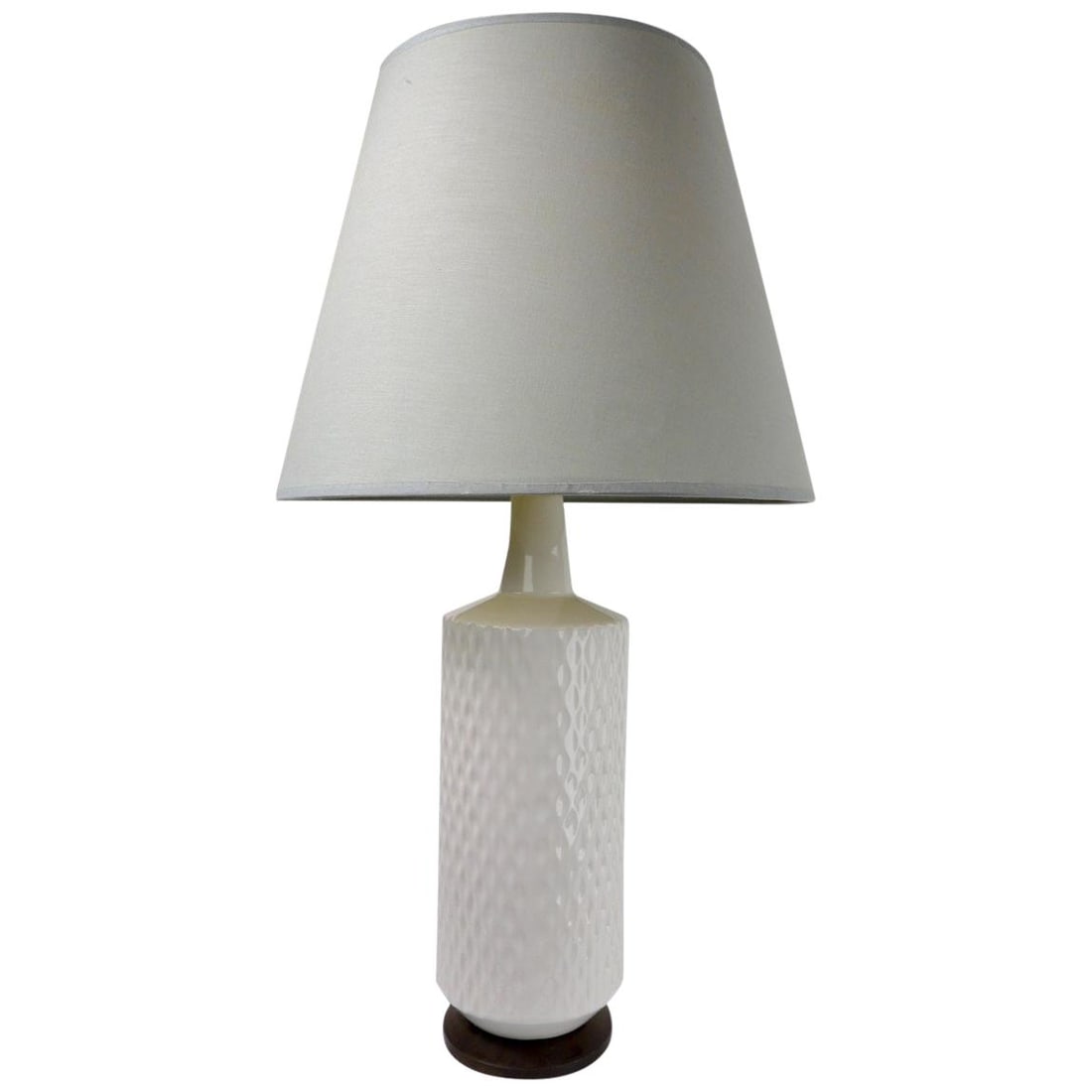 Chic Modernist Blanc De Chine Table Lamp on Walnut Base (1 of 10)