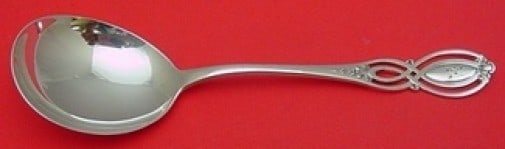Alvin Chippendale Old Sterling Silver Gumbo Soup Spoon Monogrammed 6 7/8": Alvin Chippendale Old Sterling Silver Gumbo Soup Spoon Monogrammed 6 7/8" This exquisite Chippendale Old gumbo soup spoon is crafted from high-quality sterling silver, showcasing the timeless elegance
