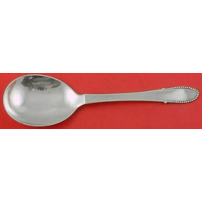 Georg Jensen Beaded Sterling Silver Salad Serving Spoon 9 Inch (1 of 2)