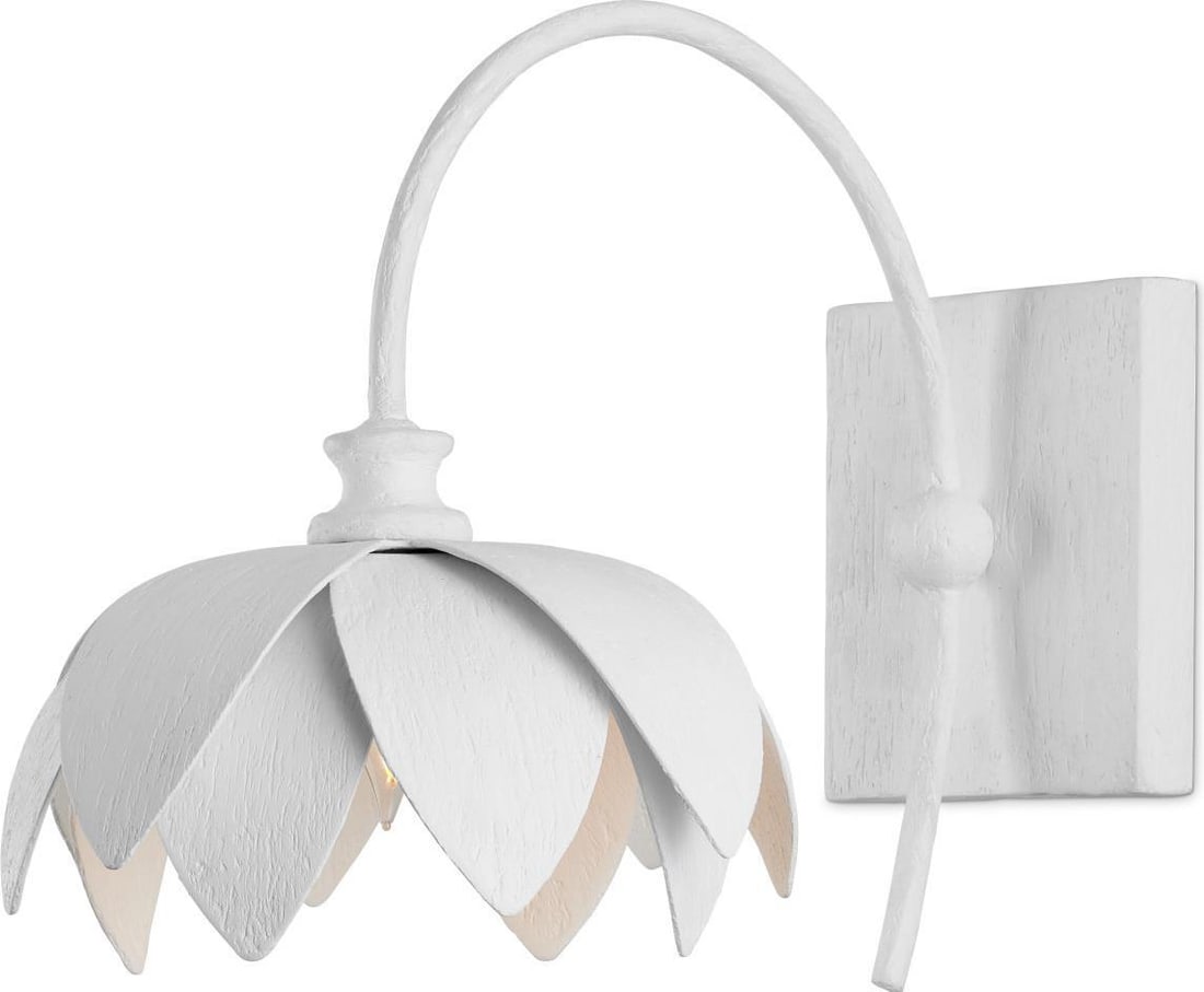 Currey Sweetheart Wall Sconce White Finish 11.5H 9.5W 14D Dimmable (1 of 5)
