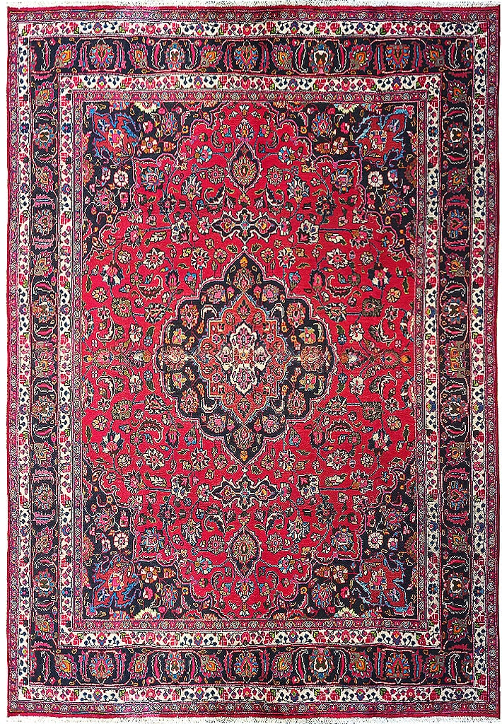Hand-Knotted Persian Mashad Rug 9.9' x 12.10' Burgundy Blue: Hand-Knotted Persian Mashad Rug 9.9' x 12.10' Burgundy Blue Free continental US Shipping Enhance your living space with this exquisite 9.9 x 12.10 Persian Mashad Rug in a rich Burgundy Blue color sche