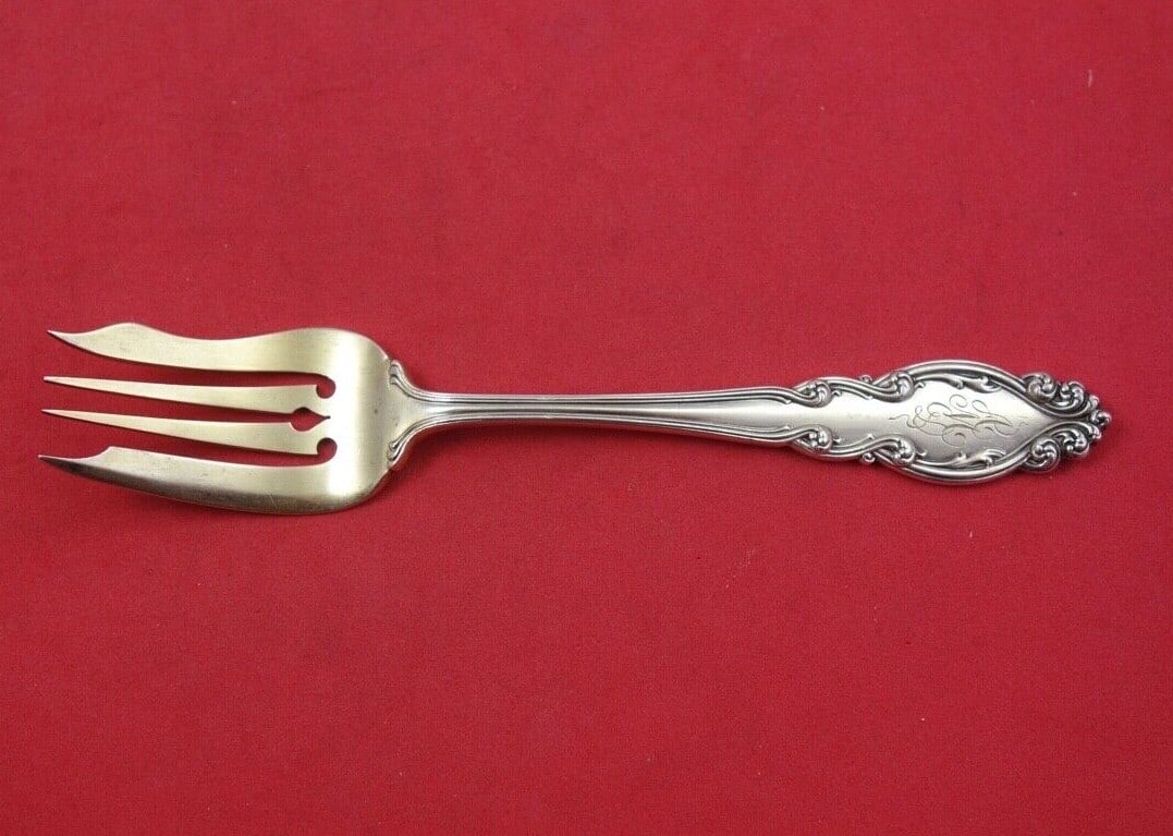 Dominick & Haff Gothic Sterling Silver Salad Fork Gold Wash 5 7/8" (1 of 2)