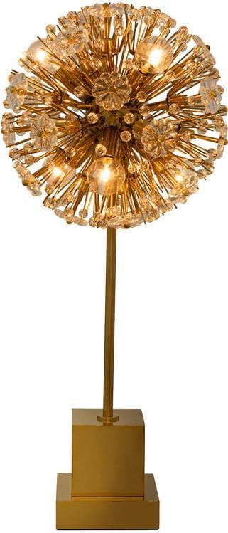 Dahlia Gold 6-Light Lamp by Kalco for Chic Interiors: Dahlia Gold 6-Light Lamp by Kalco for Chic Interiors Illuminate your space with the Dahlia Gold Lamp, a stylish addition for chic interiors. This exquisite lamp features a stunning gold yellow finish,