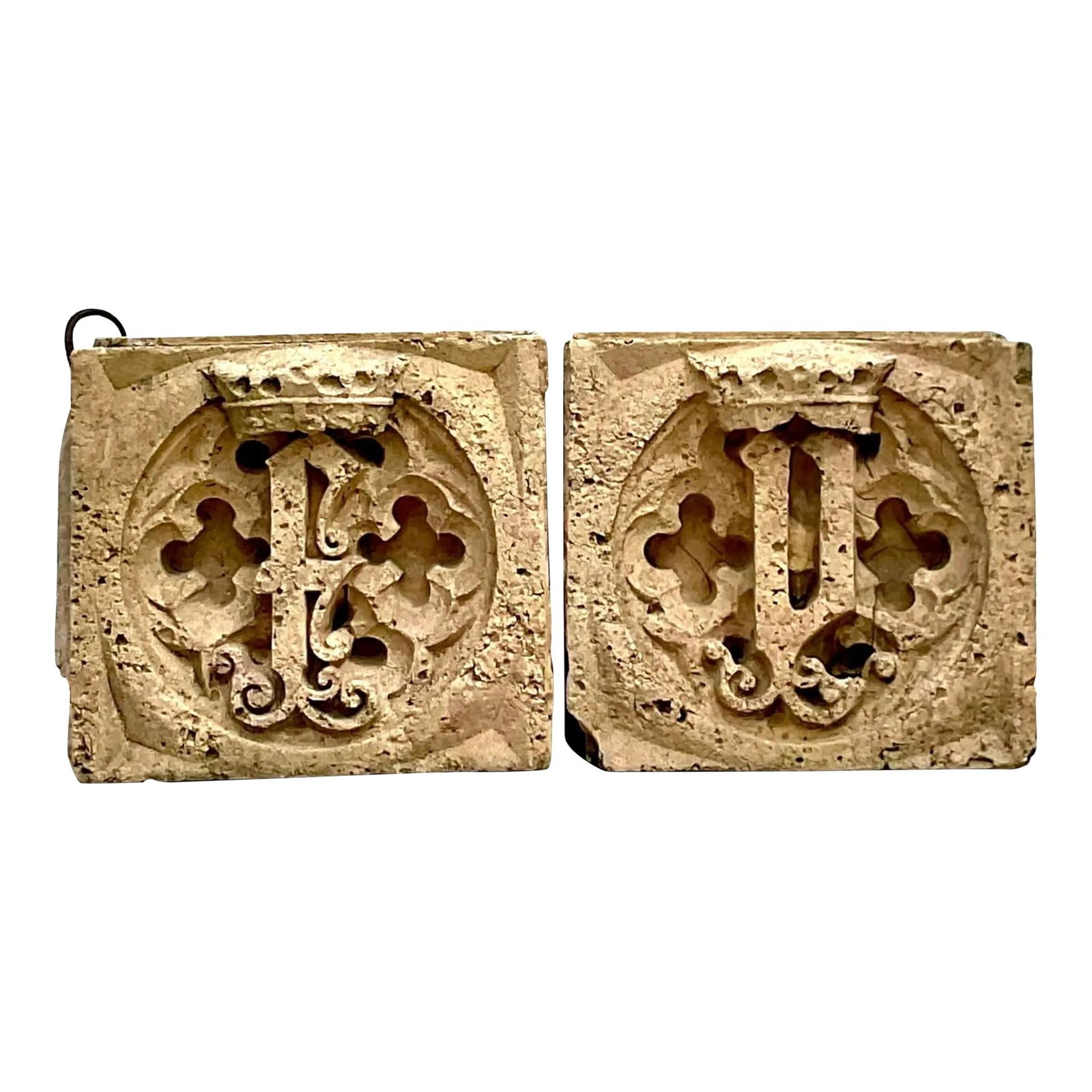 Vintage Boho Patinated Concrete Architectural Elements Set of 2 (1 of 8)