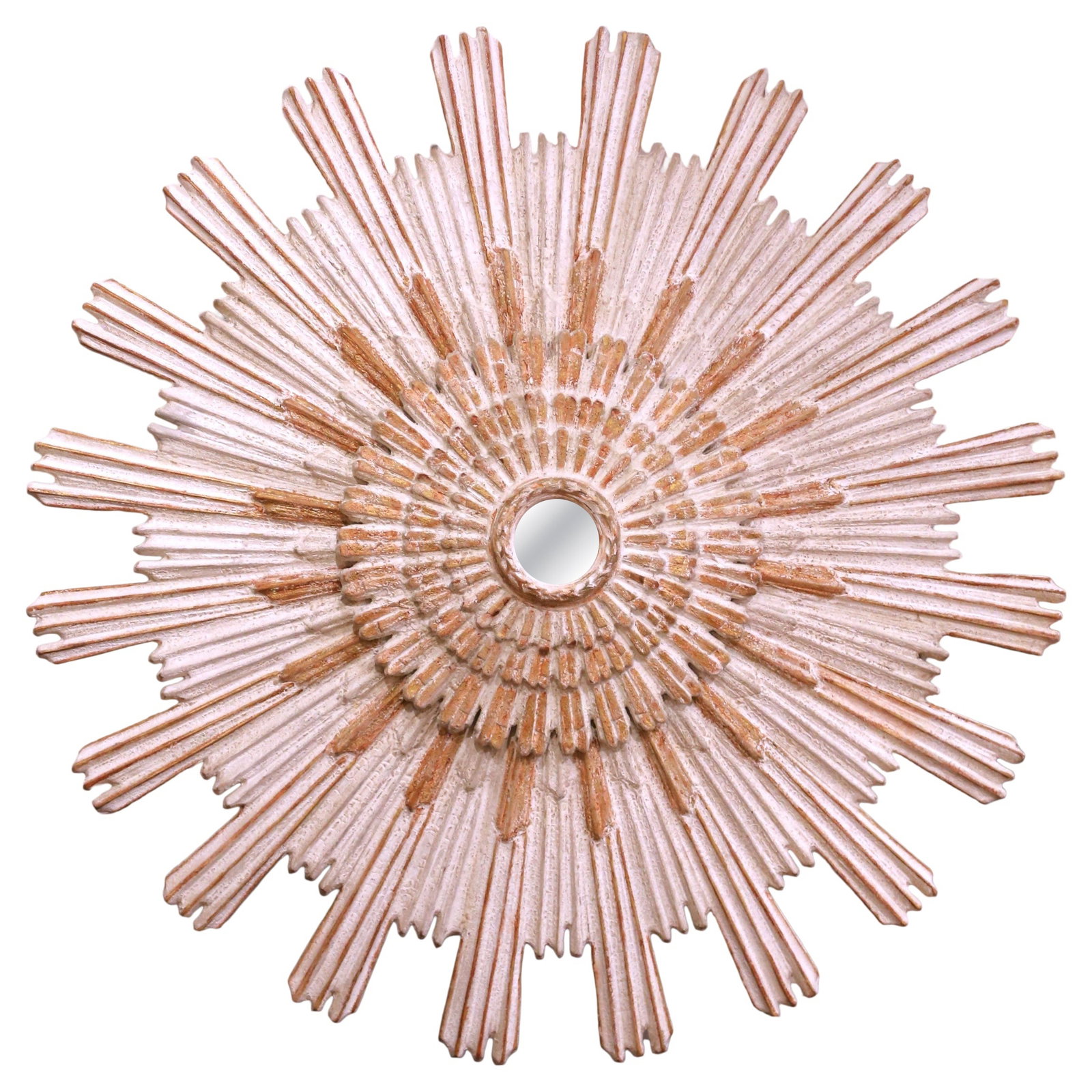 Large Italian Giltwood Sunburst Mirror with Four-Tiered Carved Rays 62 Inch (1 of 8)
