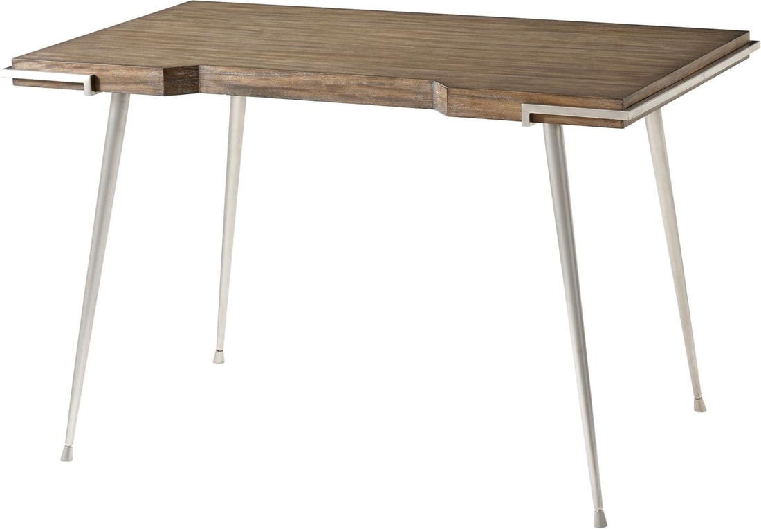 Theodore Alexander Formal Mangrove Wood Writing Desk with Nickel Accents: Theodore Alexander Formal Mangrove Wood Writing Desk with Nickel Accents This elegant Formal Mangrove Wood and Nickel Desk combines style and functionality, making it an ideal addition to any professi