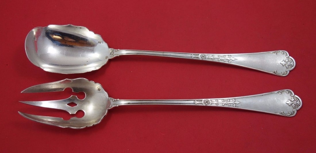 Puiforcat Fer De Lance Sterling Silver Salad Serving Set 2pc 10 1/4": Puiforcat Fer De Lance Sterling Silver Salad Serving Set 2pc 10 1/4" Enhance your dining experience with this elegant Fer De Lance salad serving set by Puiforcat. Crafted from high-quality sterling si