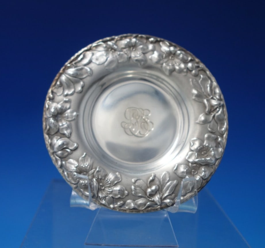 Sterling Silver Flora Pattern Butter Pat by Shiebler Circa 1890 (1 of 7)