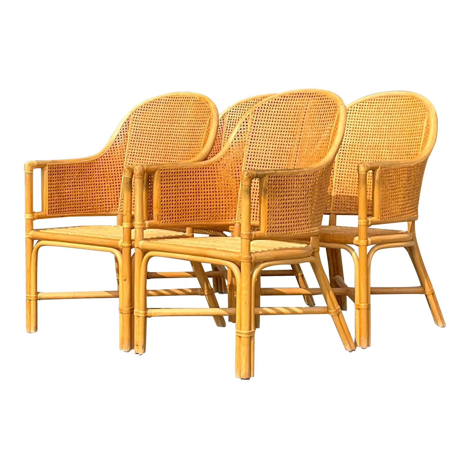 Set of 4 Vintage McGuire Inspired Cane Rattan Dining Chairs (1 of 10)