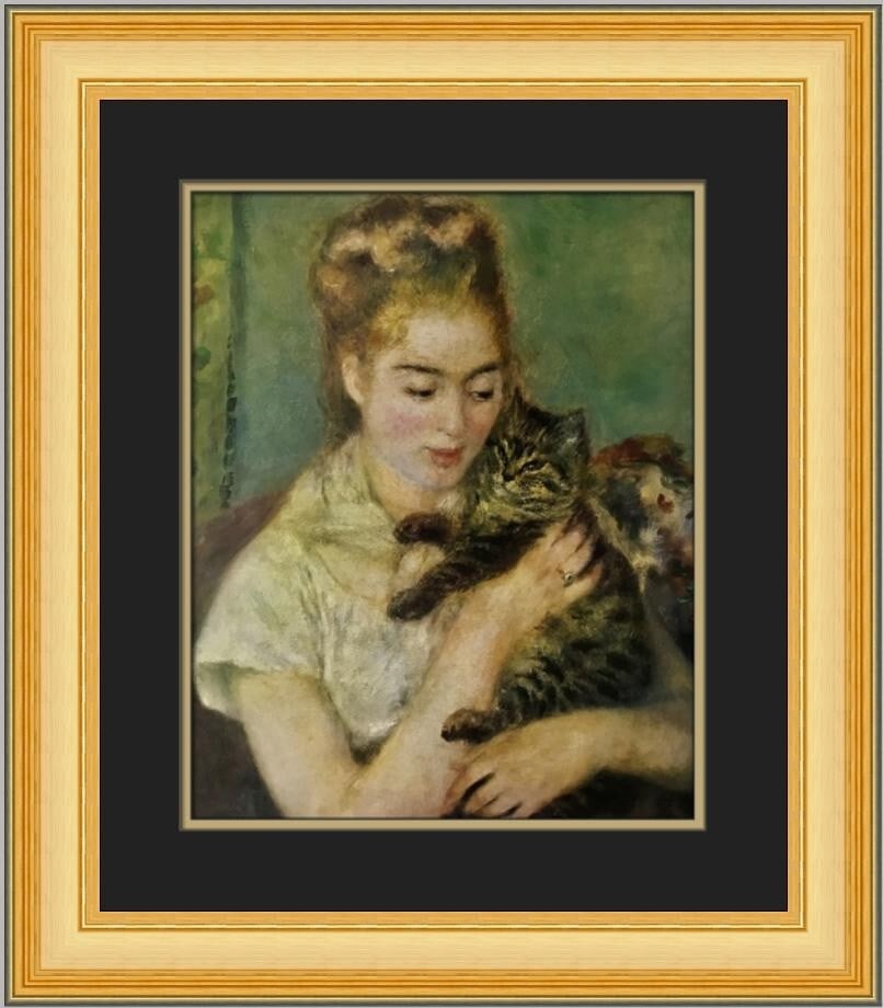 Renoir A Woman with a Cat Custom Framed Print 20 x 19 in (1 of 2)