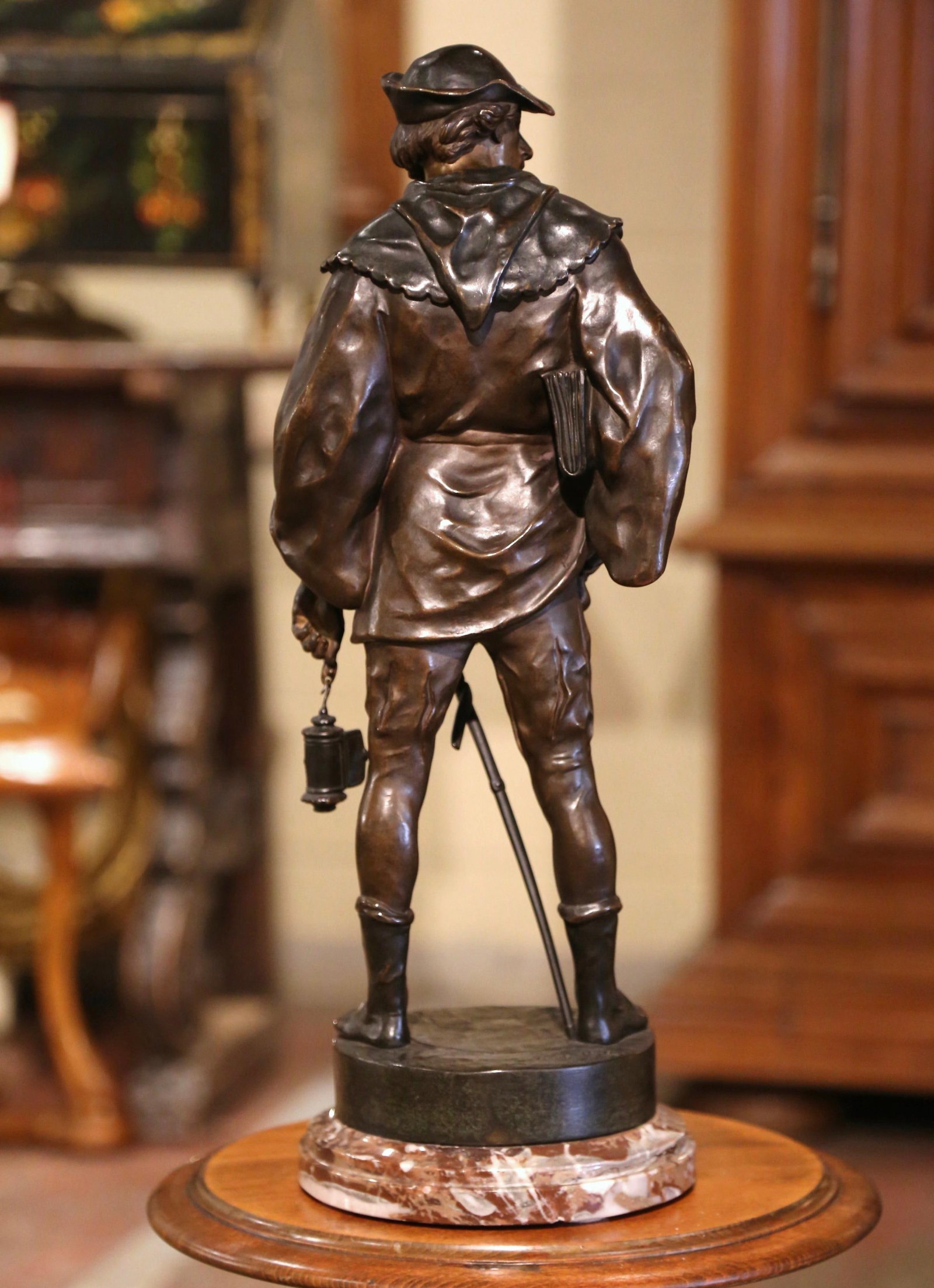 19th Century E. Picault Bronze Sculpture Escholier on Marble Base - 12
