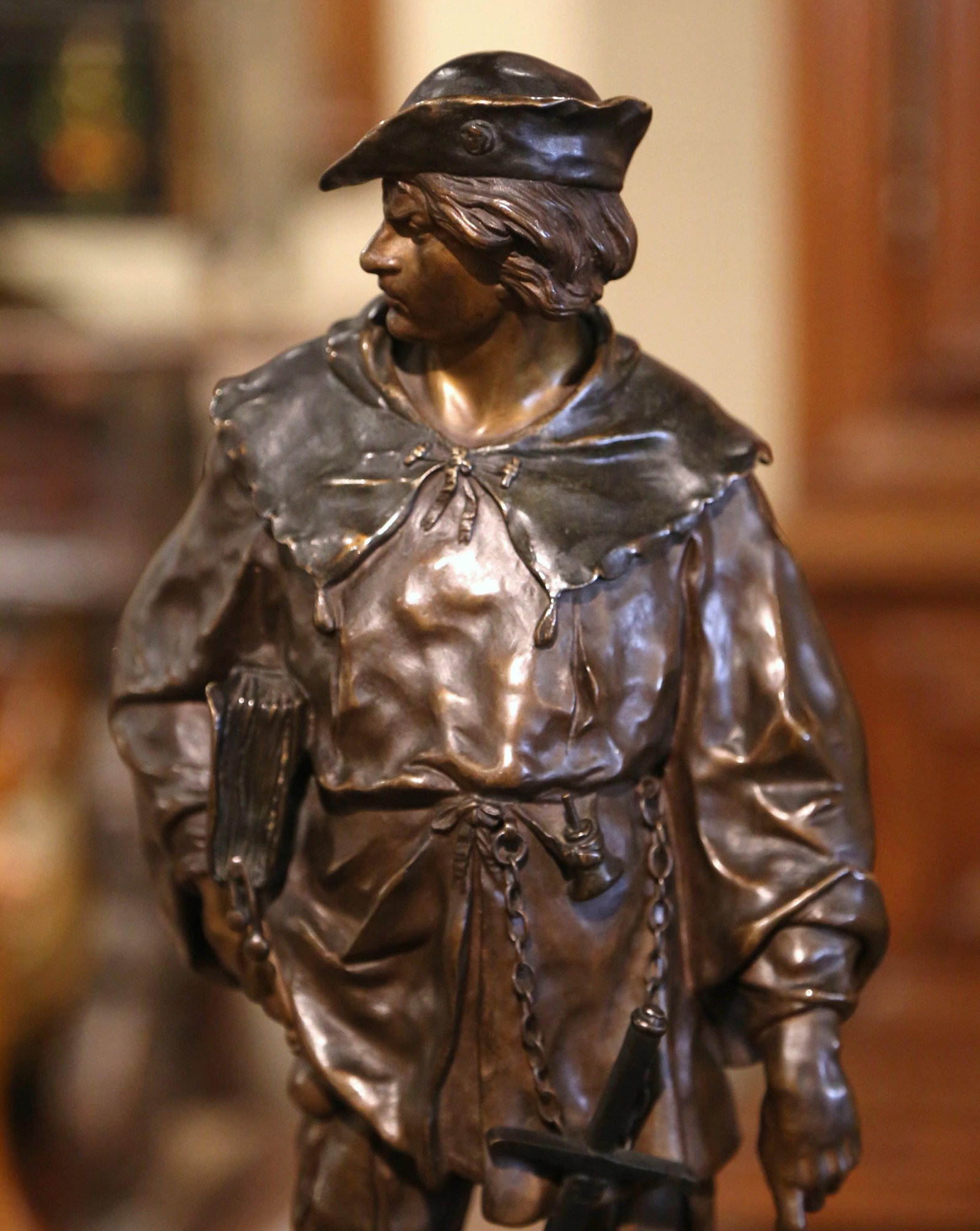 19th Century E. Picault Bronze Sculpture Escholier on Marble Base - 2
