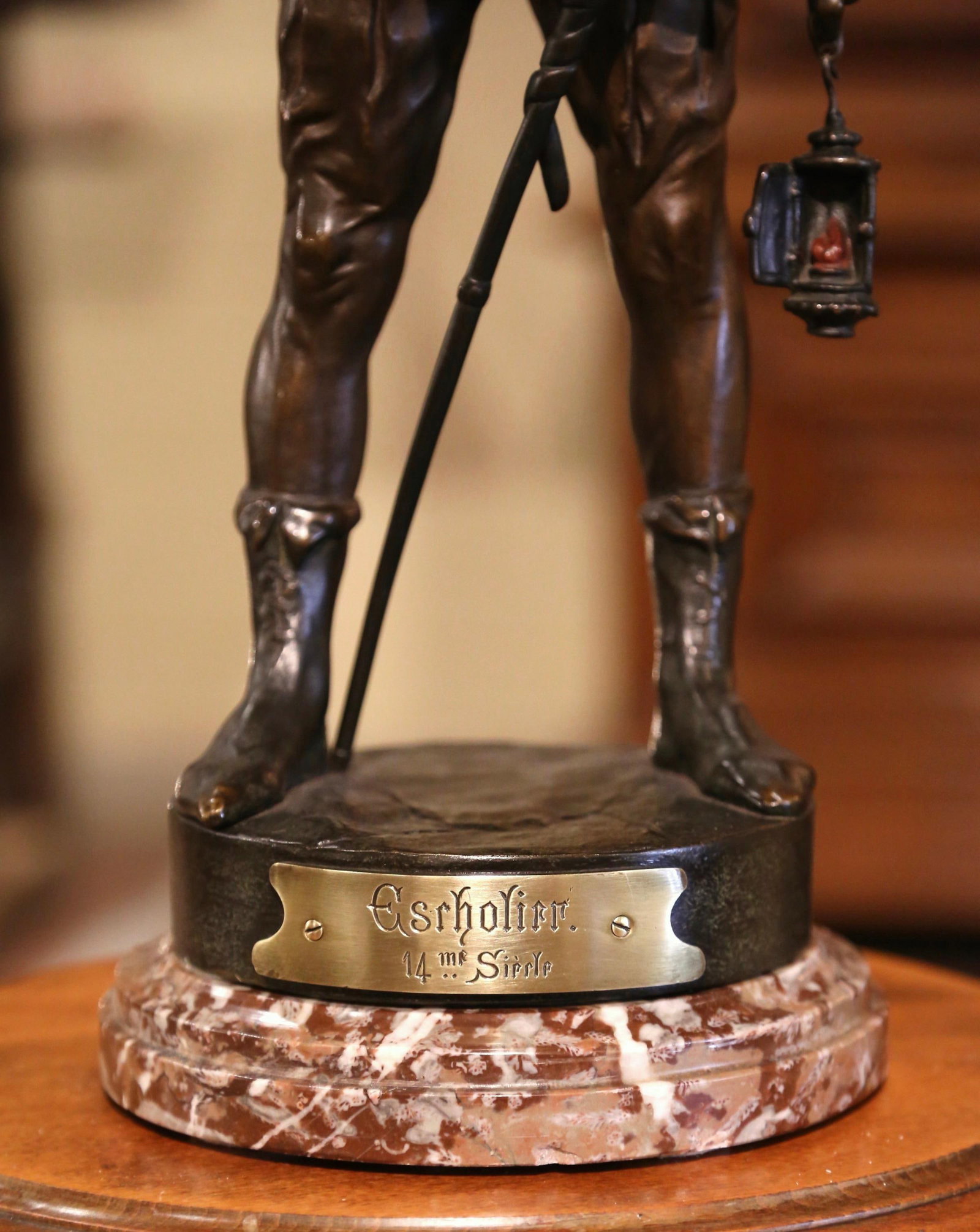 19th Century E. Picault Bronze Sculpture Escholier on Marble Base - 4