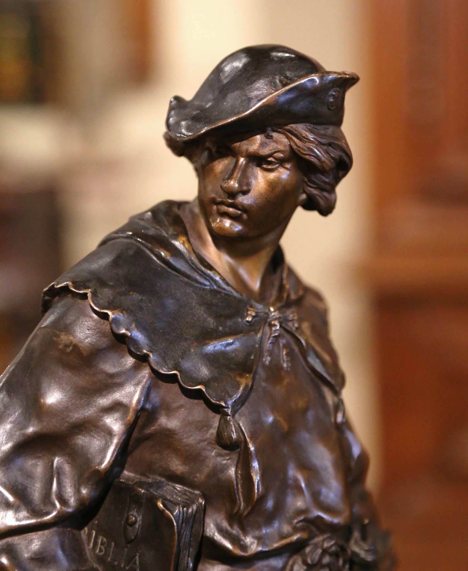 19th Century E. Picault Bronze Sculpture Escholier on Marble Base - 8