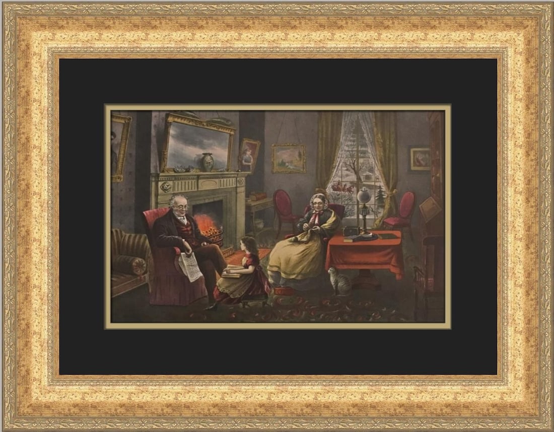 Currier & Ives Four Seasons of Life-Old Age Framed Print 1952 (1 of 2)