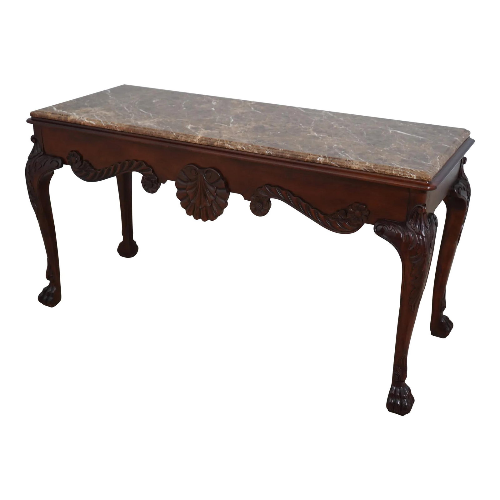 Baker Georgian Style Mahogany Console Table with Marble Top (1 of 10)