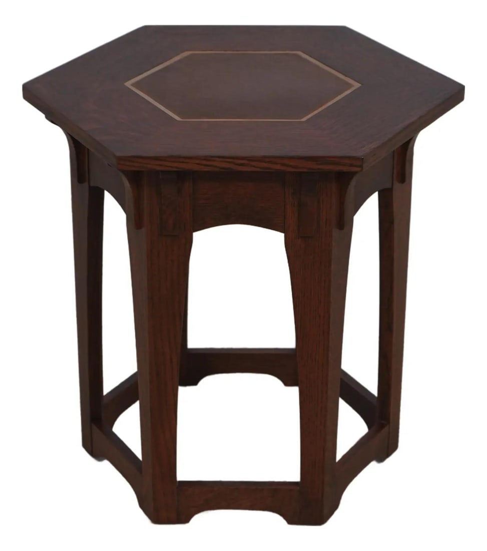 Stickley Mission Oak Hexagon Tile Top Tabouret 2010 Arts & Crafts (1 of 10)