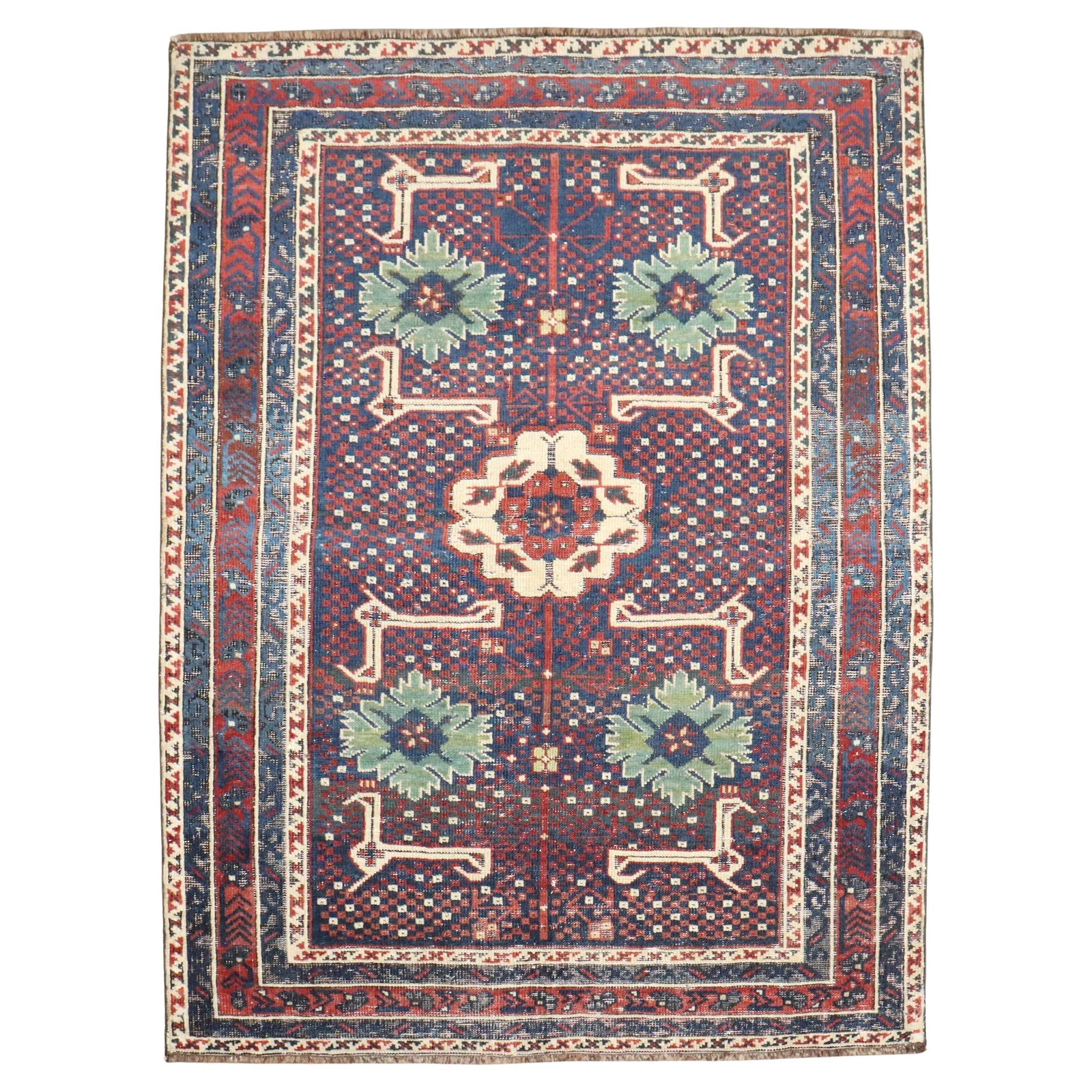 Antique Caucasian Baku Rug 19th Century Wool Hand-Knotted 34x43 in (1 of 7)