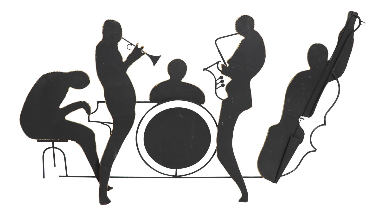 Brutalist Wall Sculpture Jazz Band by Jere 1991 Black Gold Finish (1 of 8)