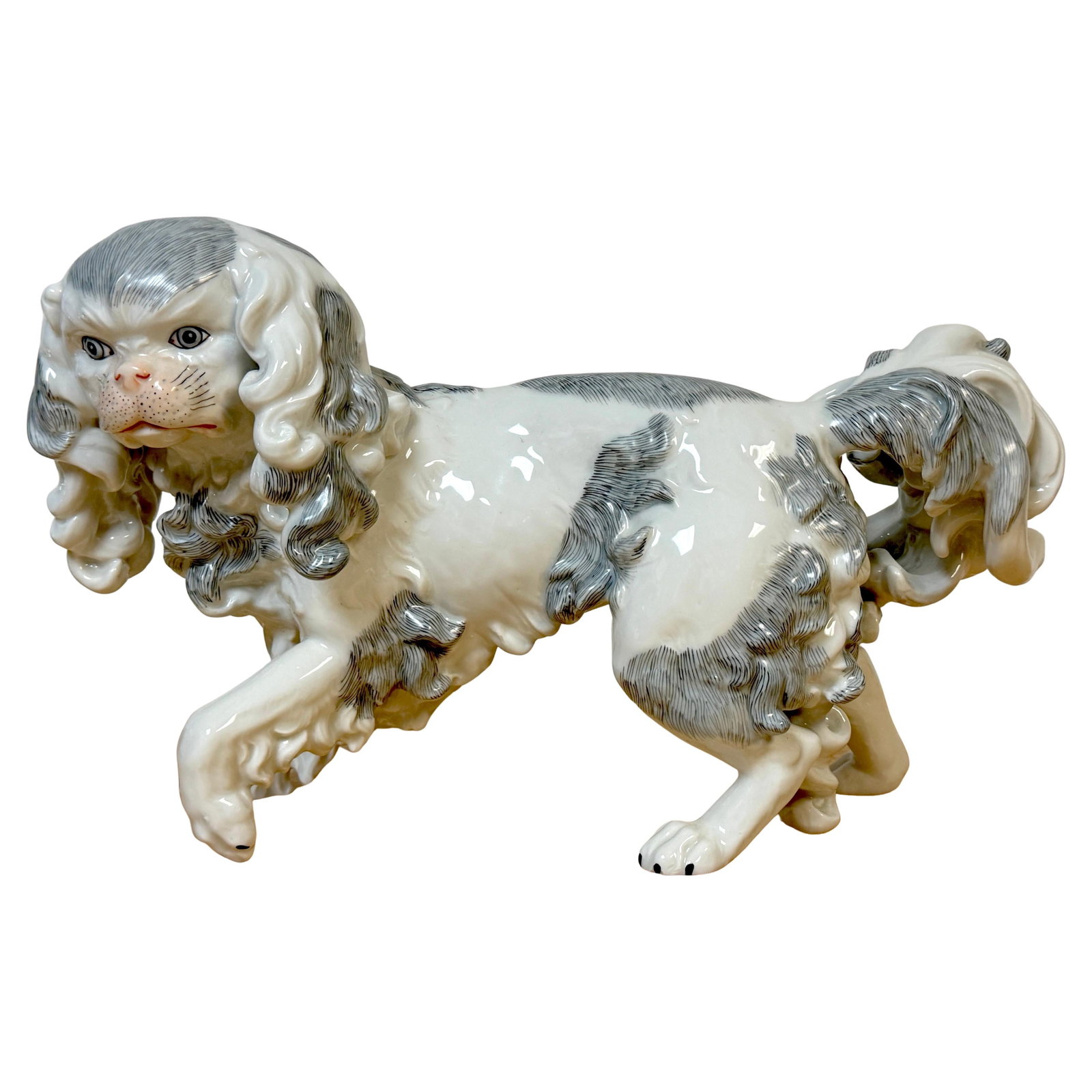 Porcelain Toy Spaniel Figure Dresden King Charles Pekingese Style 1900s (1 of 11)