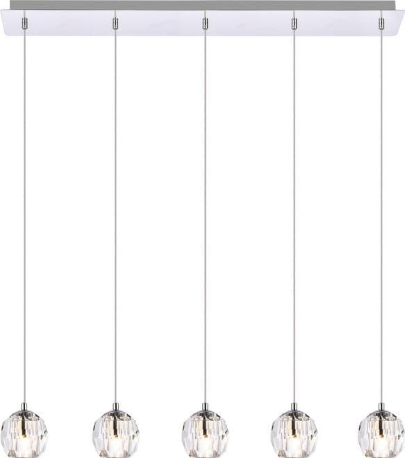 Elegant Lighting Eren Clear Crystal Chrome Pendant Lamp Adjustable 5 Bulb (1 of 1)