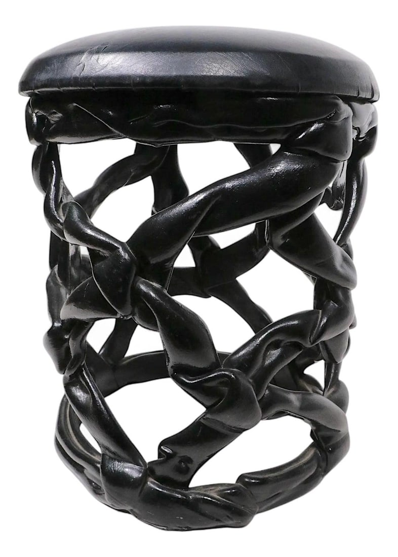 Mid Century Brutalist Taffy Stool Lucite Ribbon Design 1970s (1 of 10)