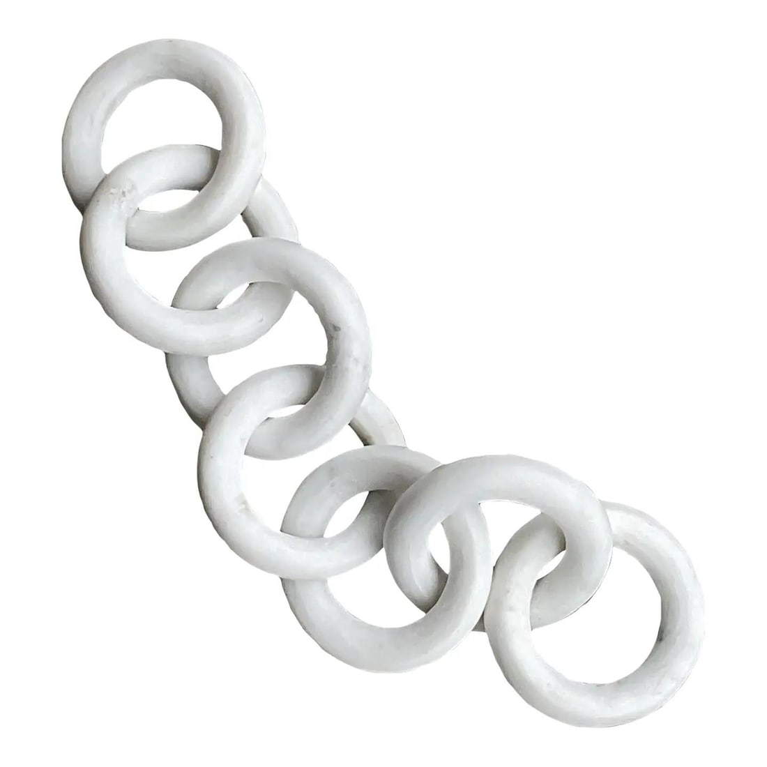 White Marble Interlocking Chain Decorative Boho Style Sculpture (1 of 9)