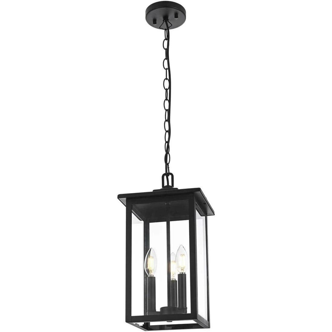 Venango Outdoor Hanging Pendant Lantern Black Iron Glass 16.5 Inch 3 Light (1 of 9)