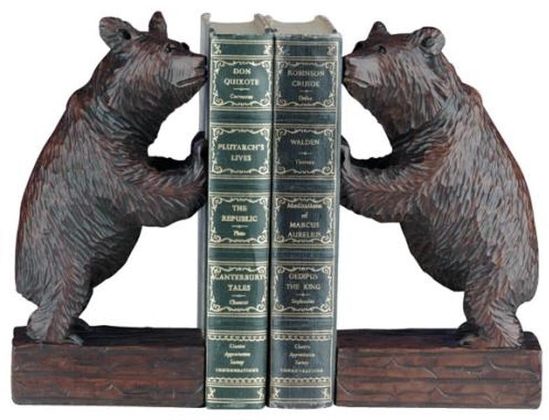 Hand-Cast American Black Bear Bookends Lodge Style USA Made: Hand-Cast American Black Bear Bookends Lodge Style USA Made This item is made at time of order. Please allow 42 to 70 days for production. Enhance your home decor with these lifelike standing black be