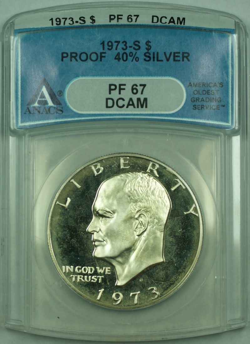 ANACS Certified 1973-S Silver Proof Eisenhower Dollar $1 PF-67DCAM (1 of 2)