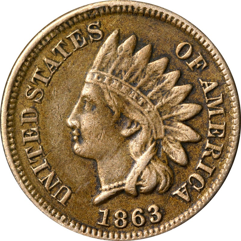 Error Coin 1863 Indian Head Cent Split Planchet Copper United States (1 of 2)