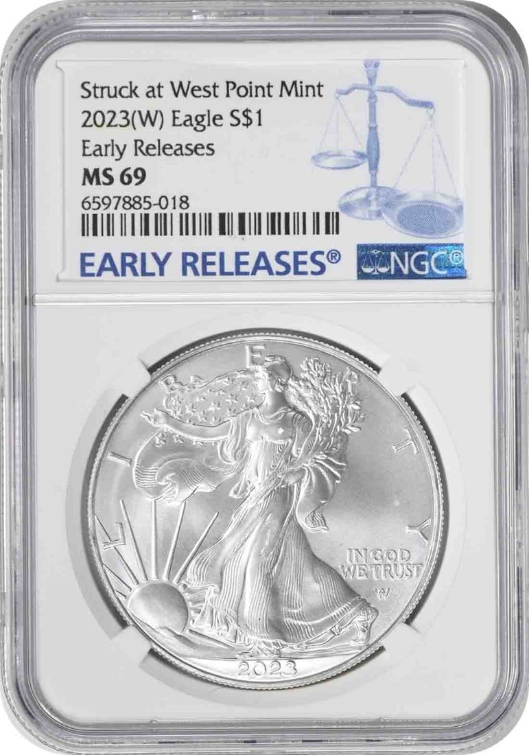 NGC MS69 Early Releases 2023 American Silver Eagle Dollar Coin West Point (1 of 2)