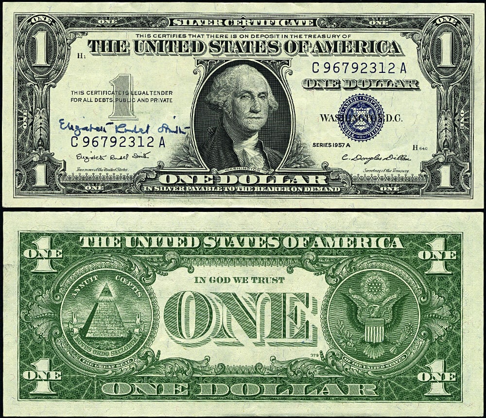 1957-A $1 Silver Certificate FR. 1620 C-A Block XF+ Courtesy Autograph (1 of 3)