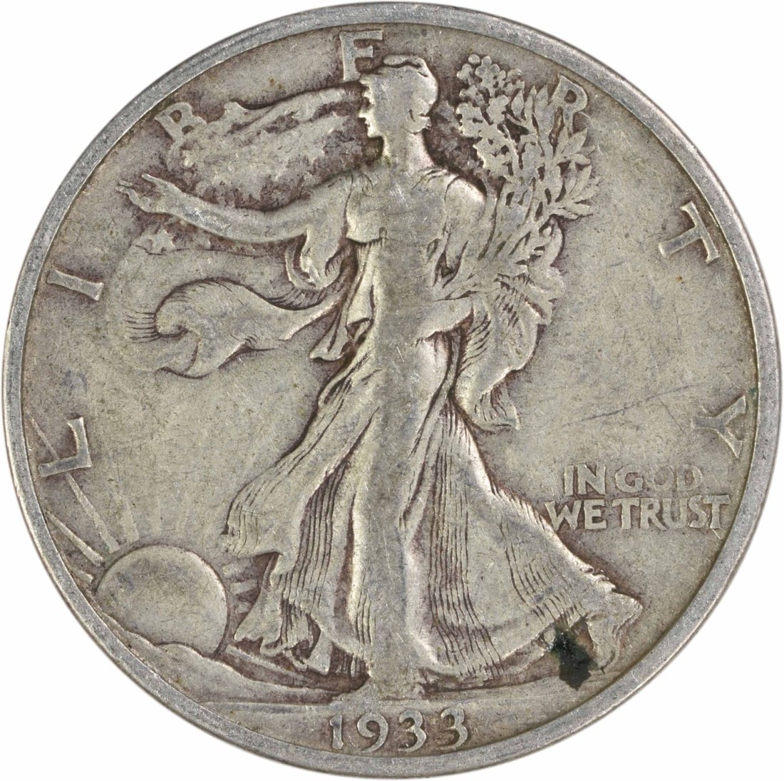 San Francisco Mint 1933 Liberty Walking Half Dollar 90 Percent Silver VF: San Francisco Mint 1933 Liberty Walking Half Dollar 90 Percent Silver VF This 1933-S Walking Liberty Half Dollar is a circulated coin graded VF (Very Fine). Struck at the San Francisco Mint, it featur