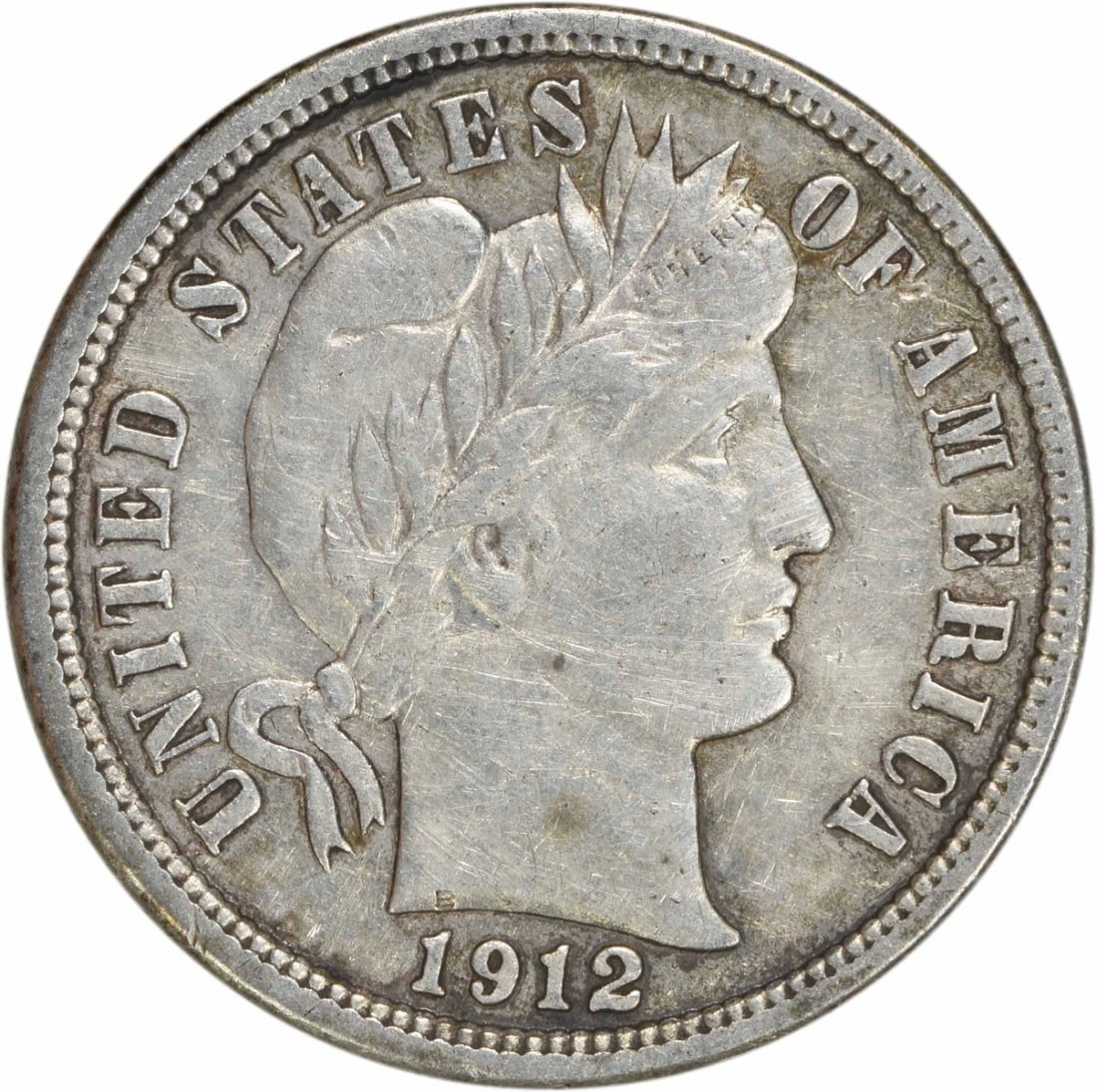 1912 Barber Dime 10C AU Uncertified 90% Silver Coin (1 of 2)