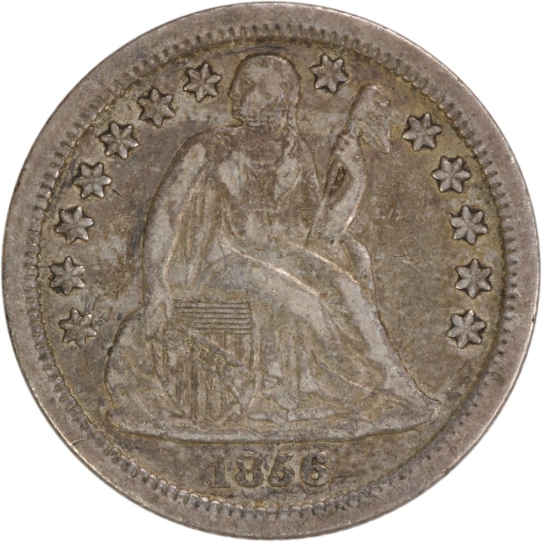 1856-O Liberty Seated Silver Dime VF Uncertified 10C New Orleans: 1856-O Liberty Seated Silver Dime VF Uncertified 10C New Orleans This 1856-O Liberty Seated Silver Dime features a design by Christian Gobrecht and showcases the artistry of its era. As a circulated c