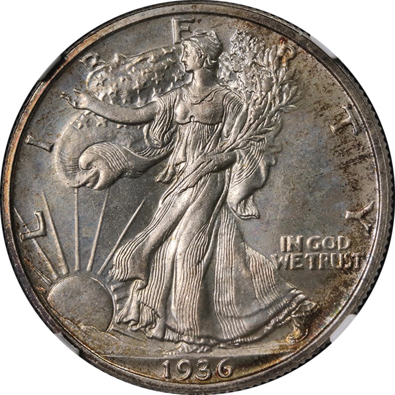 1936 Silver Walking Liberty Half Dollar Proof NGC PF67 Certified: 1936 Silver Walking Liberty Half Dollar Proof NGC PF67 Certified This original 1936 Walking Liberty Half Dollar features a strong strike and attractive eye appeal, with appealing color and surfaces. I