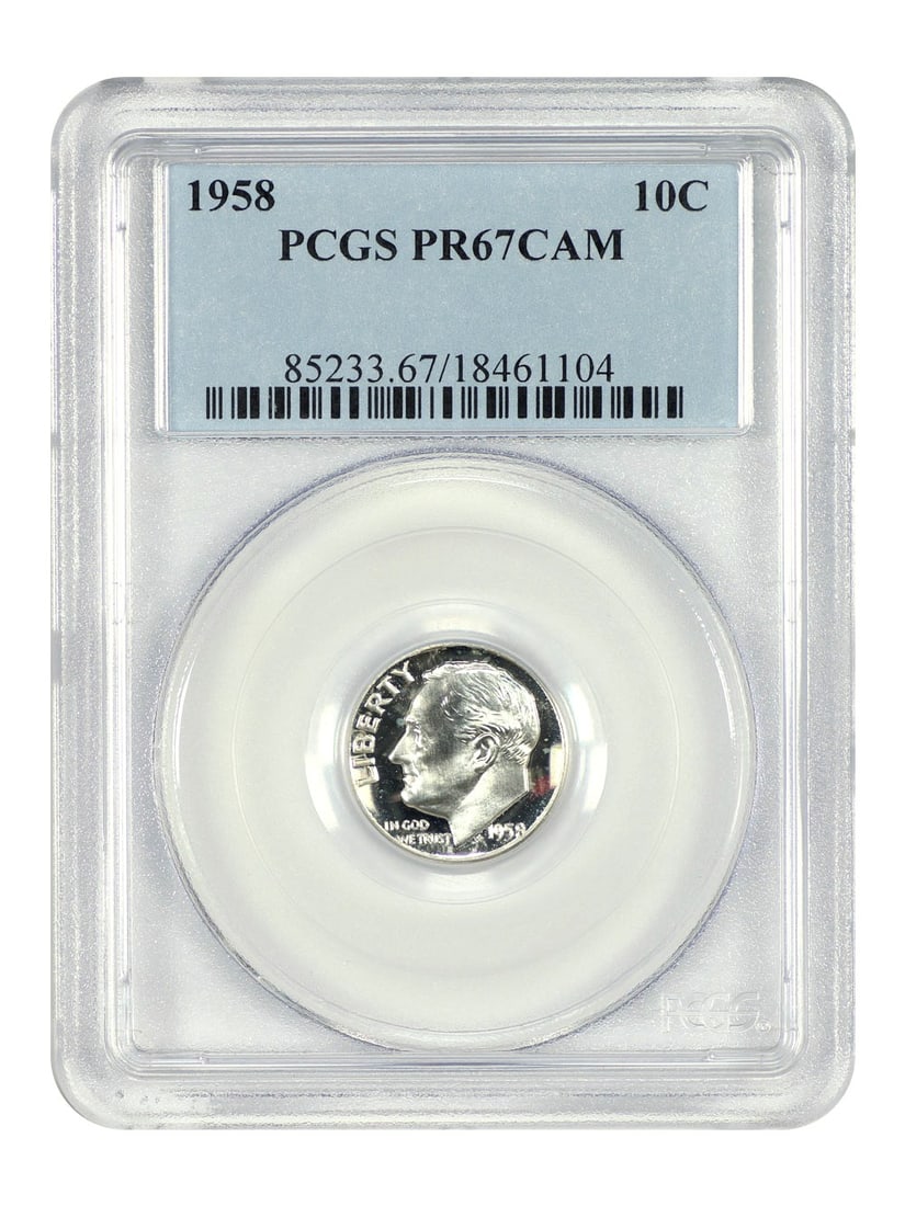 1958 Roosevelt Dime Proof 67 Cameo Certified by PCGS (1 of 6)