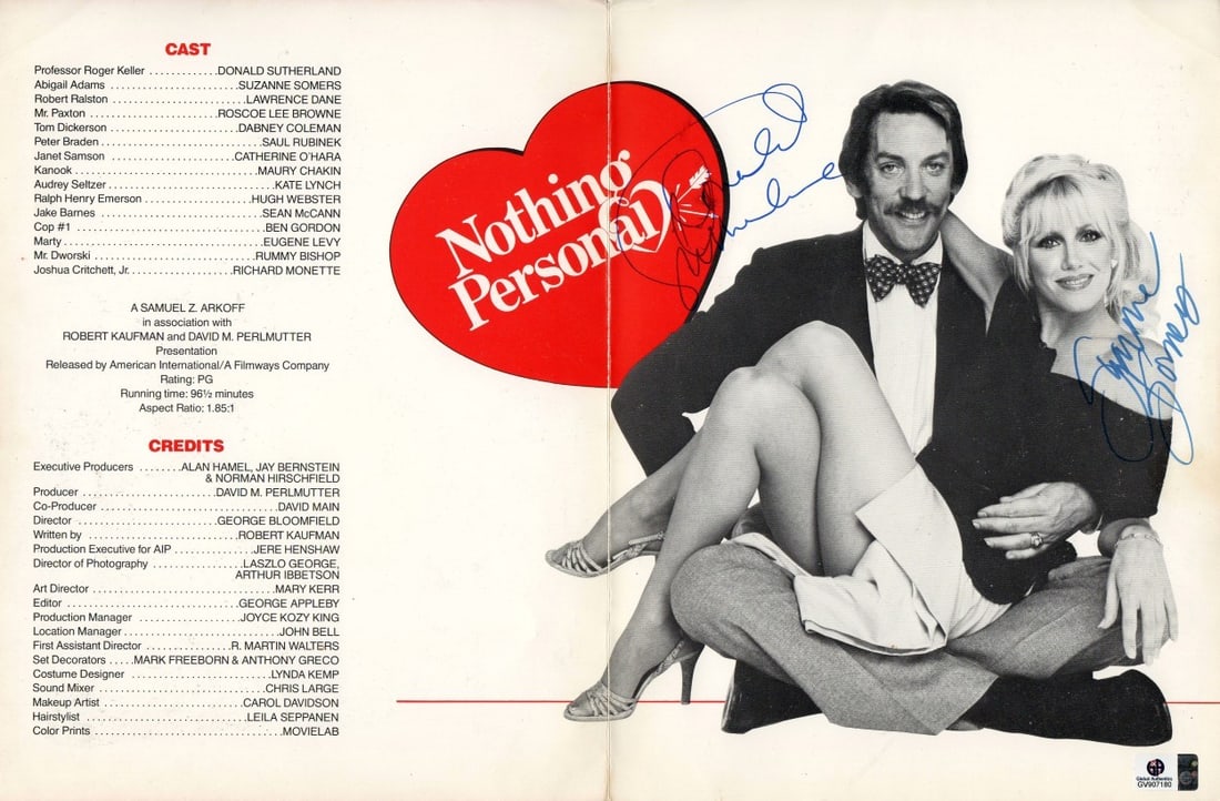 Program Signed by Donald Sutherland and Suzanne Somers with Global Authentics COA (1 of 3)