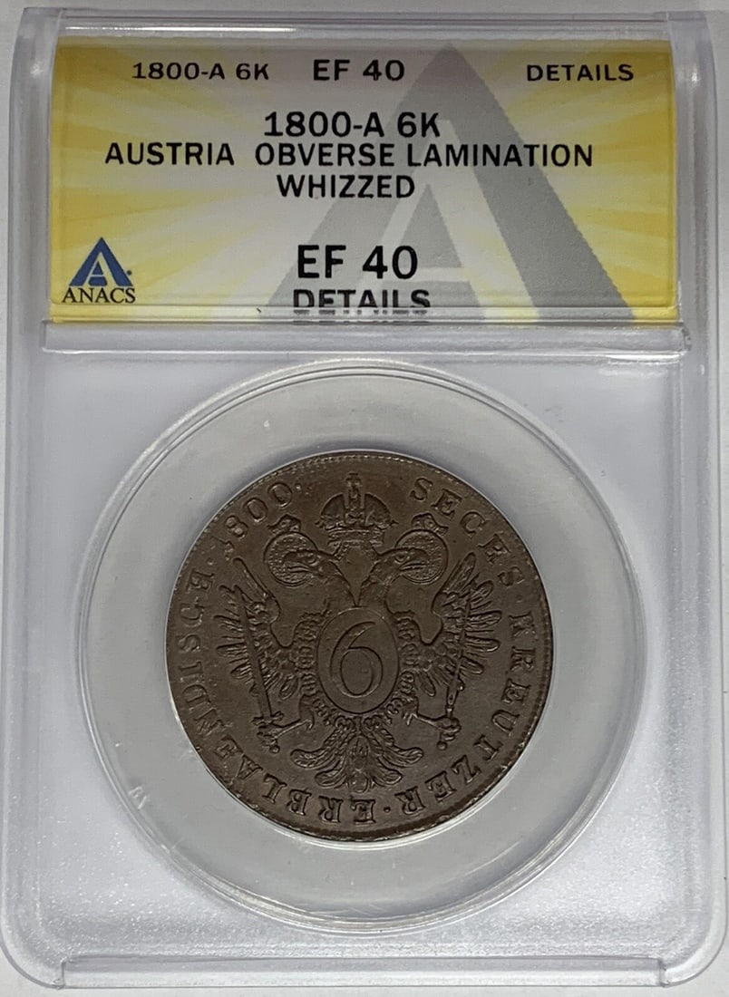 Austria 1800-A 6 Kreuzer Copper Coin ANACS XF 40 Whizzed Certified (1 of 2)