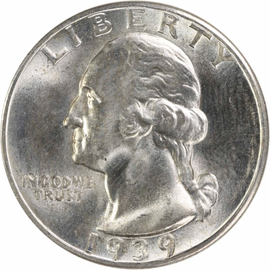 Uncirculated 1939-D Silver 25C Washington Quarter Choice BU Plus (1 of 2)