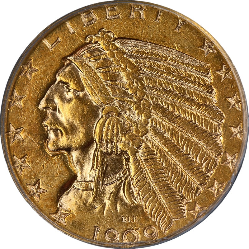 1909-D $5 Gold Indian Coin PCGS AU58 United States (1 of 4)