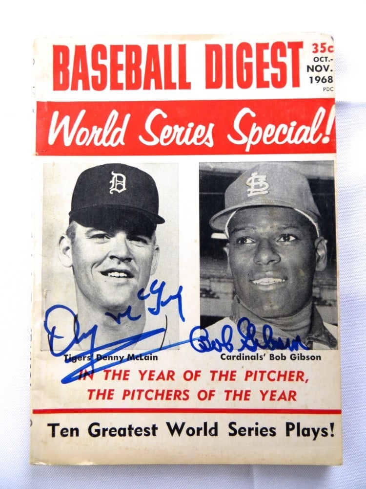 Bob Gibson Denny McLain Autographed 1968 Baseball Digest JSA (1 of 4)