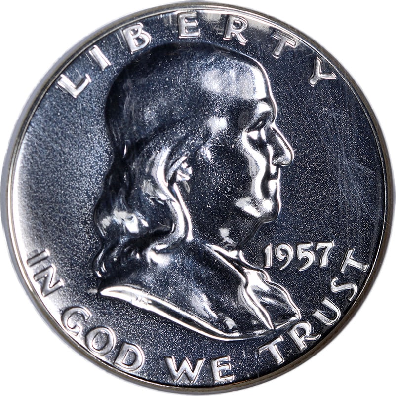 1957 Franklin Half Dollar Proof NGC PF68 Blazing White Silver Coin (1 of 4)