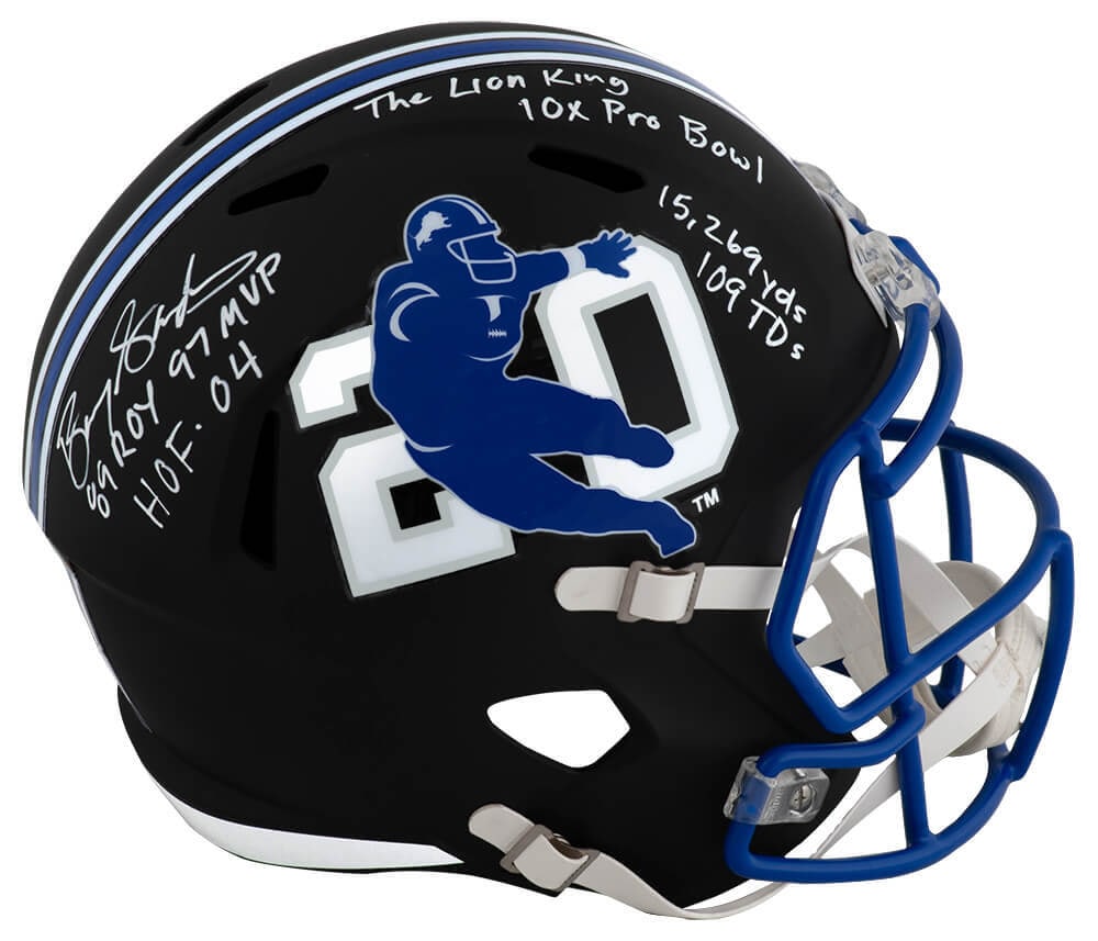 Barry Sanders Signed Riddell Speed Helmet with HOF Inscription (1 of 1)